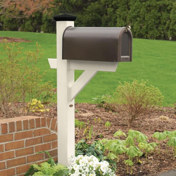 Highwood Hazleton Recycled Plastic Mailbox Post, Weathered Acorn