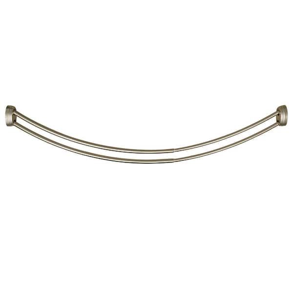 72 in. Rustproof Aluminum Double Curved Shower Rod, Adjustable 45 to 72 in., 8 in. Extra Space, Brushed Nickel