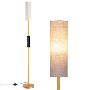 65 in. Mordern Gold 2-Light Smart Dimmable Swing Arm Floor Lamp for Living Room with Fabric Rectangular Shade