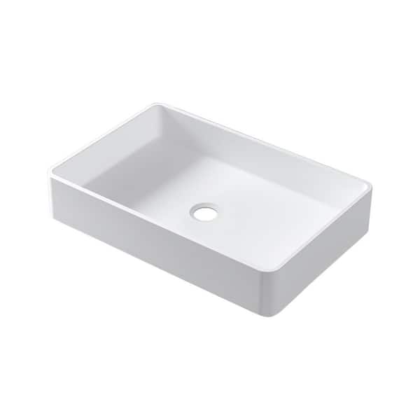 HBEZON White Solid Surface Rectangle Vessel Sink