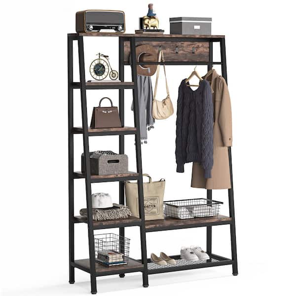 Tribesigns 15.74-in W x 27.55-in D x 69.29-in H Rustic Brown Wood Closet Tower | HOGA-C0357