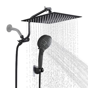 Rainfall Shower Head Combo 12-Spray 12 in. Wall Mount Dual Shower Heads and Handheld Shower Head with 1.8 GPM in Black