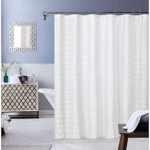 Cassandra 72 in. W x 70 in. L Polyester Blended Fabric Shower Curtain in White