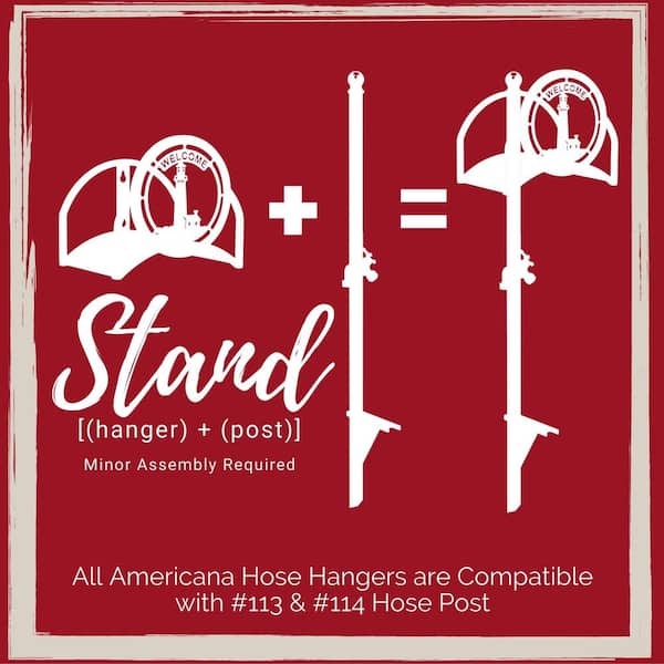 125 ft. Matte Black Steel Decorative Americana Hose Hanger Garden Hose Reel