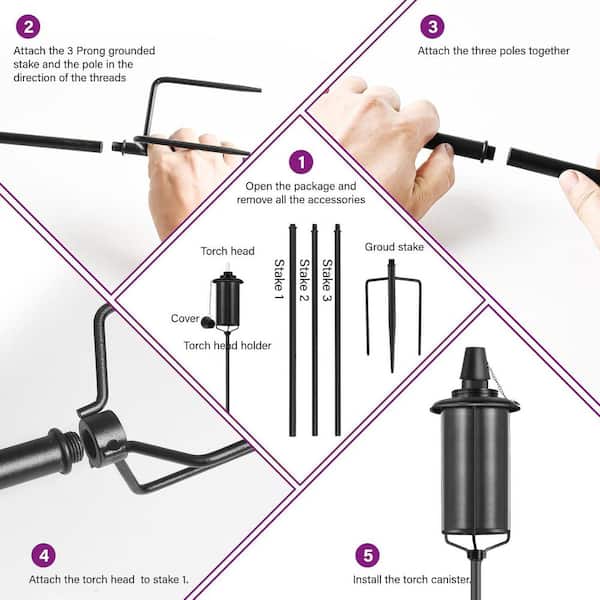 FAN-Torches Home Garden Torch Set Of 4, 16oz Outdoor Metal Torch Garden