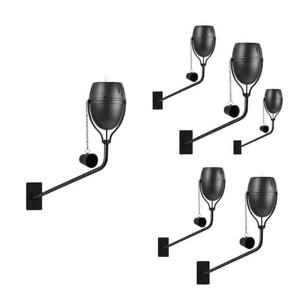 14 oz. Black Metal Wall Mounted Outdoor Flame Light Torch for Garden Patio Landscape Party 6-Pack