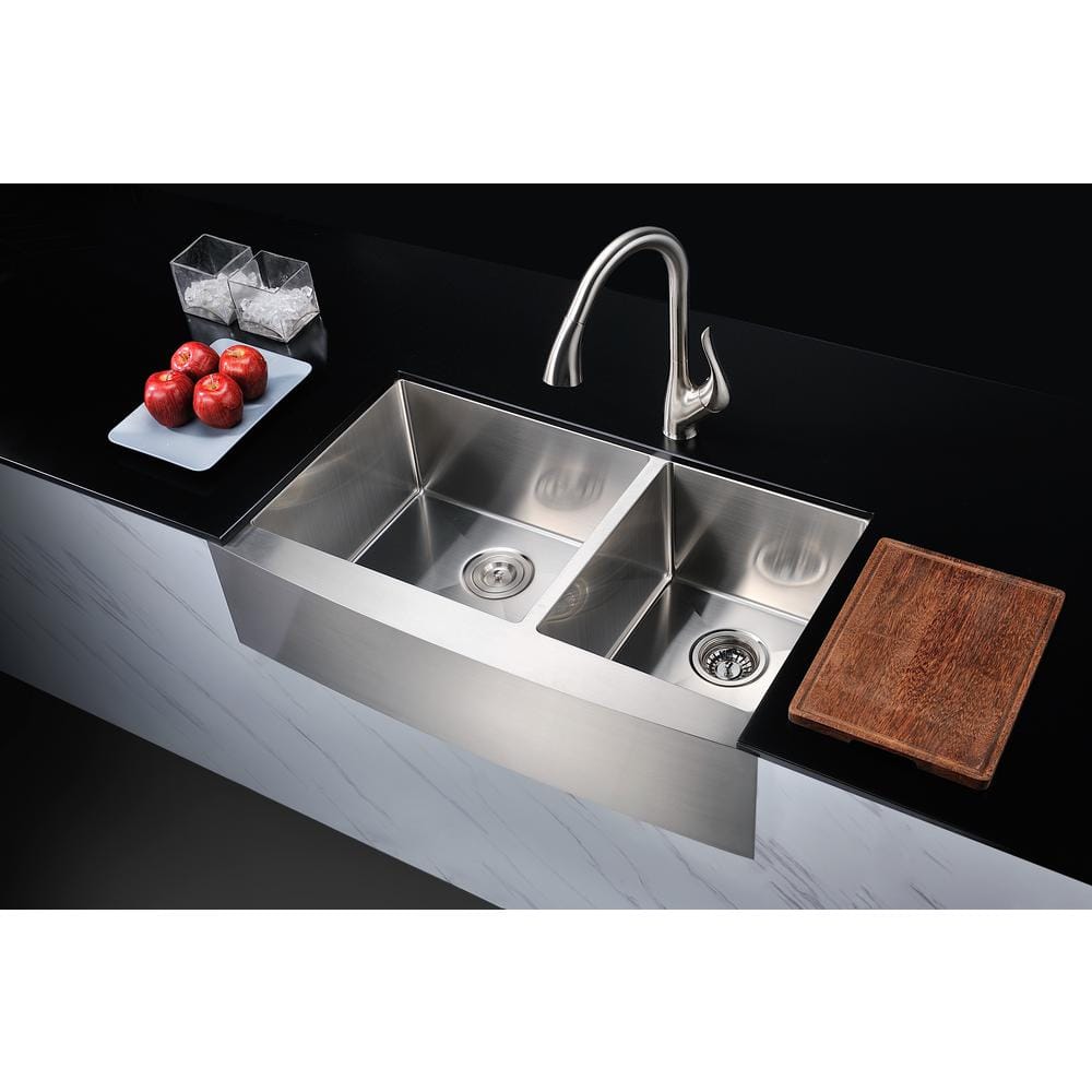 Elysian 36" Stainless Steel Farmhouse Double Bowl Kitchen Sink