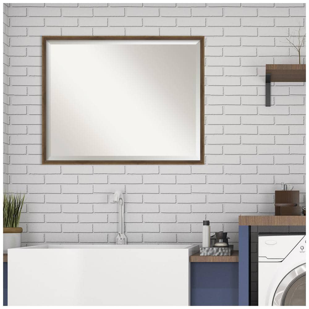 29" x 23" Bronze Beveled Wood Bathroom Vanity Mirror