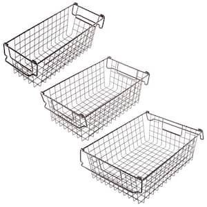 Set of 3 Storage Bins - Basket Set for Toy, Kitchen, Closet, and Bathroom Storage - Shelf Organizers(Brown)