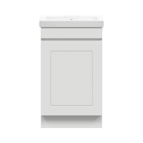 Glacier Bay Indale 20 in. W x 16 in. D Vanity in Linen White with Porcelain Vanity Top in Solid White with White Basin