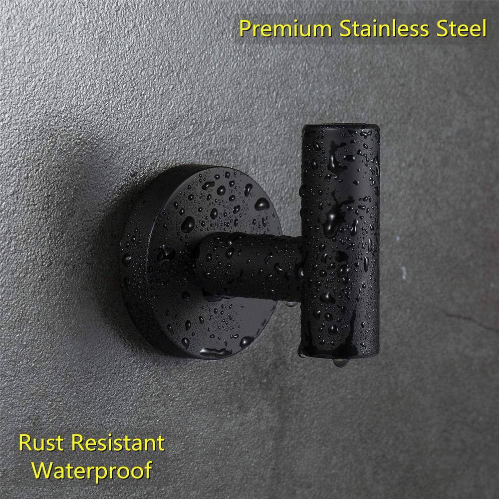 Matte Black Stainless Steel Wall Mounted J-Hook Set