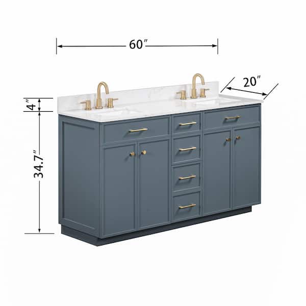 Glacier Bay Marcote 60 in. Double Sink Freestanding Slate