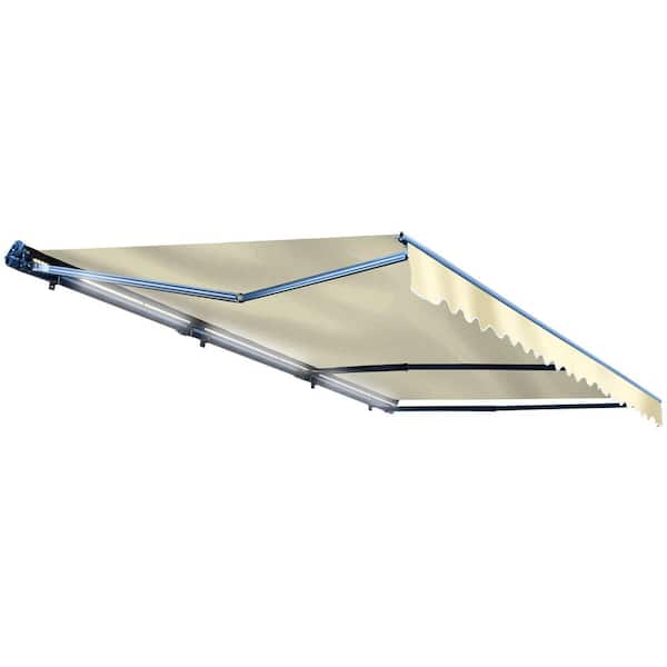 16 ft. x 10 ft. Ivory Semi Cassette Motorized Retractable LED Luxury Patio Awning