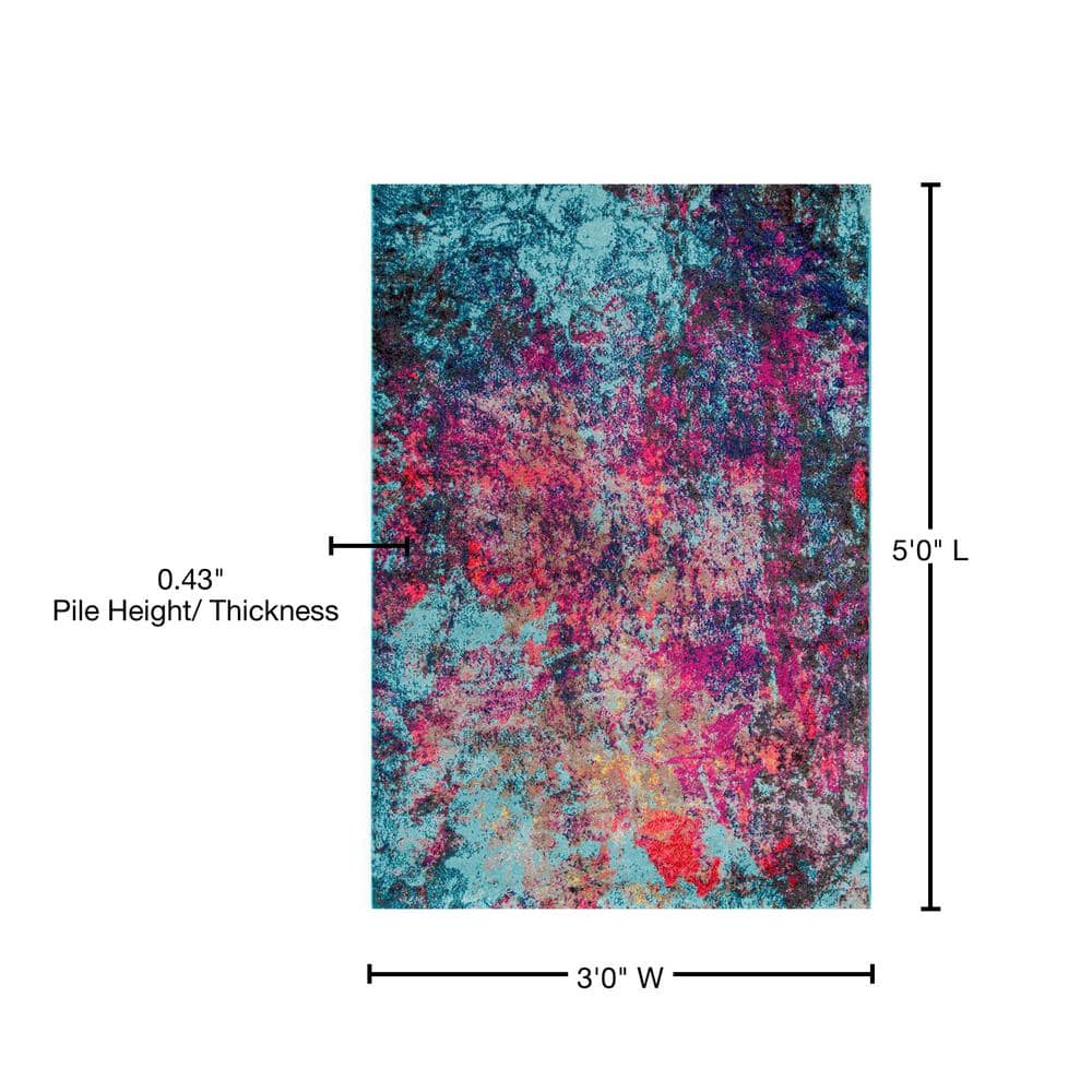 Vibrant Multicolor Abstract Synthetic 3' x 5' Area Rug