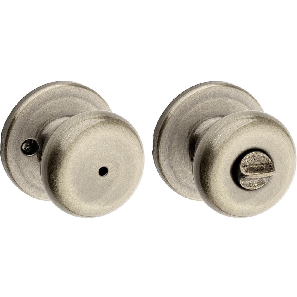Antique Brass Round Privacy Door Knob with Steel Faceplate