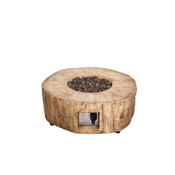 Unbranded 28 in. 30,000 BTU Ore Powder in Brown Exterior Faux Stone Propane Fire Pit