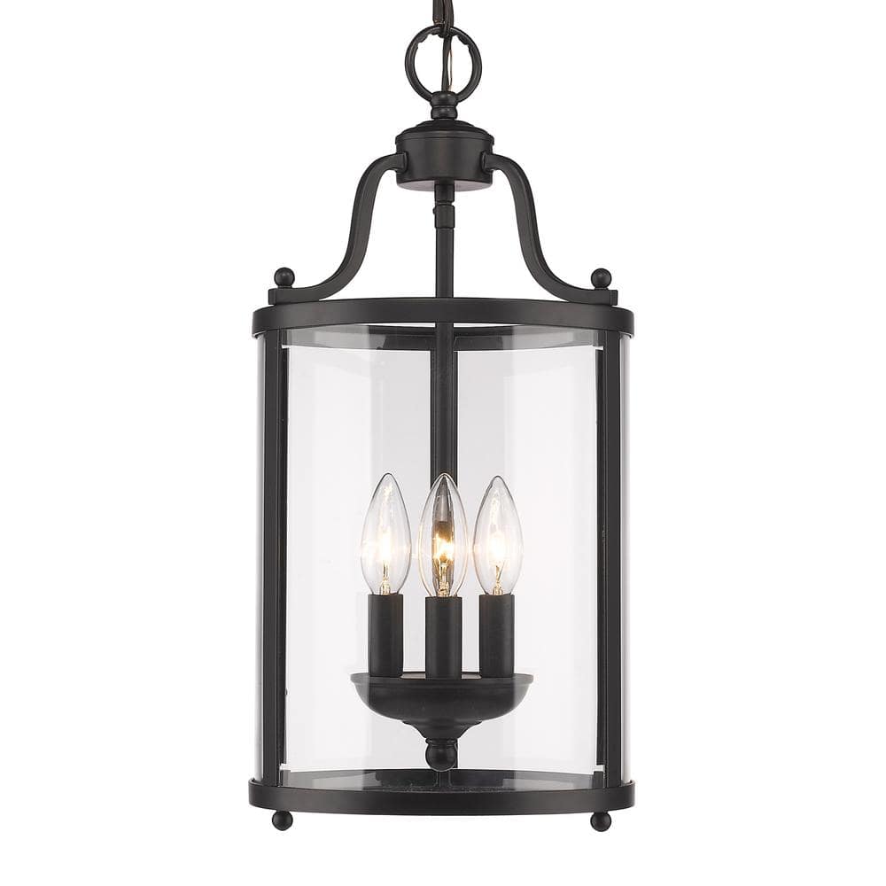 Payton Transitional 3-Light Pendant in Matte Black with Clear Glass