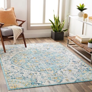 Estelle Teal 7 ft. x 9 ft. Medallion Area Rug
