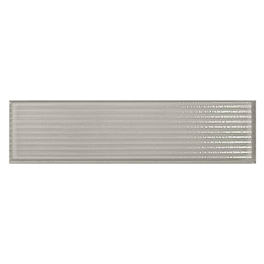 Stacy Garcia Olimar Grooved 4" x 16" Polished Gray Porcelain Subway Wall Tile