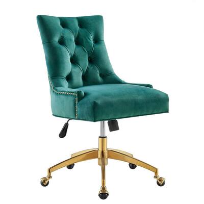 Regent Tufted Teal Performance Velvet Seat Office Chair with Polished Gold Metal Base