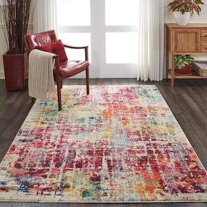 Celestial Pink/Multicolor 5 ft. x 7 ft. Abstract Vintage Area Rug