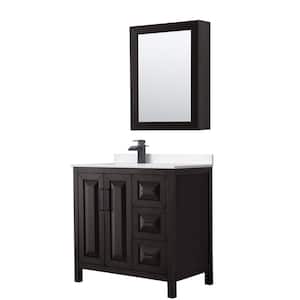 Daria 36 in. W x 22 in. D x 35.75 in. H Single Bath Vanity in Dark Espresso with White Cultured Marble Top and MC Mirror