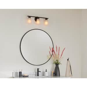 Stamos 22 in. 3-Light Olde Bronze Modern Bathroom Vanity Light with Satin Etched Glass Shades