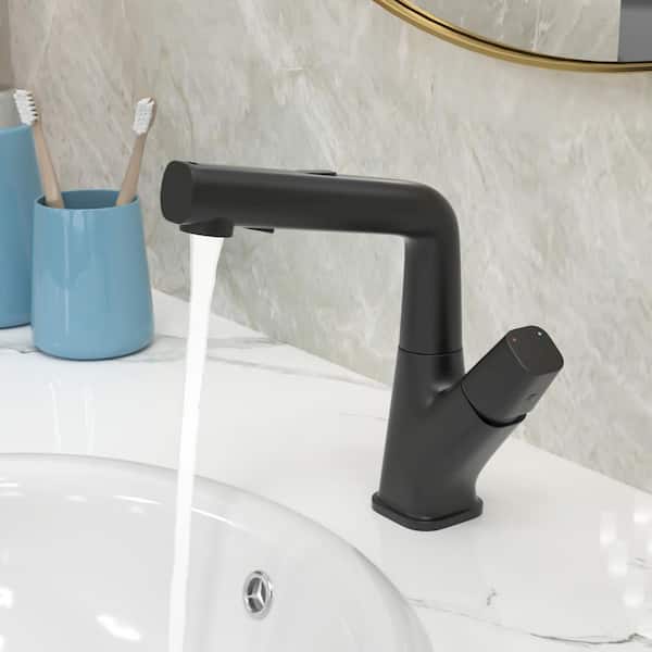 4 in. Centerset Adjustable Height Single-Handle Bathroom Faucet with Drain Assembly in Matte Black