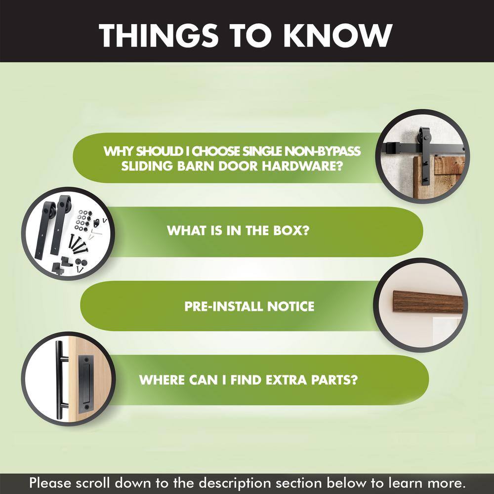 12ft Rustic Black Sliding Barn Door Hardware Kit