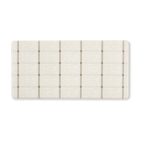 Basic Comfort Plus Windowpane Plaid Beige 18 in. x 39 in. Anti Fatigue Mat