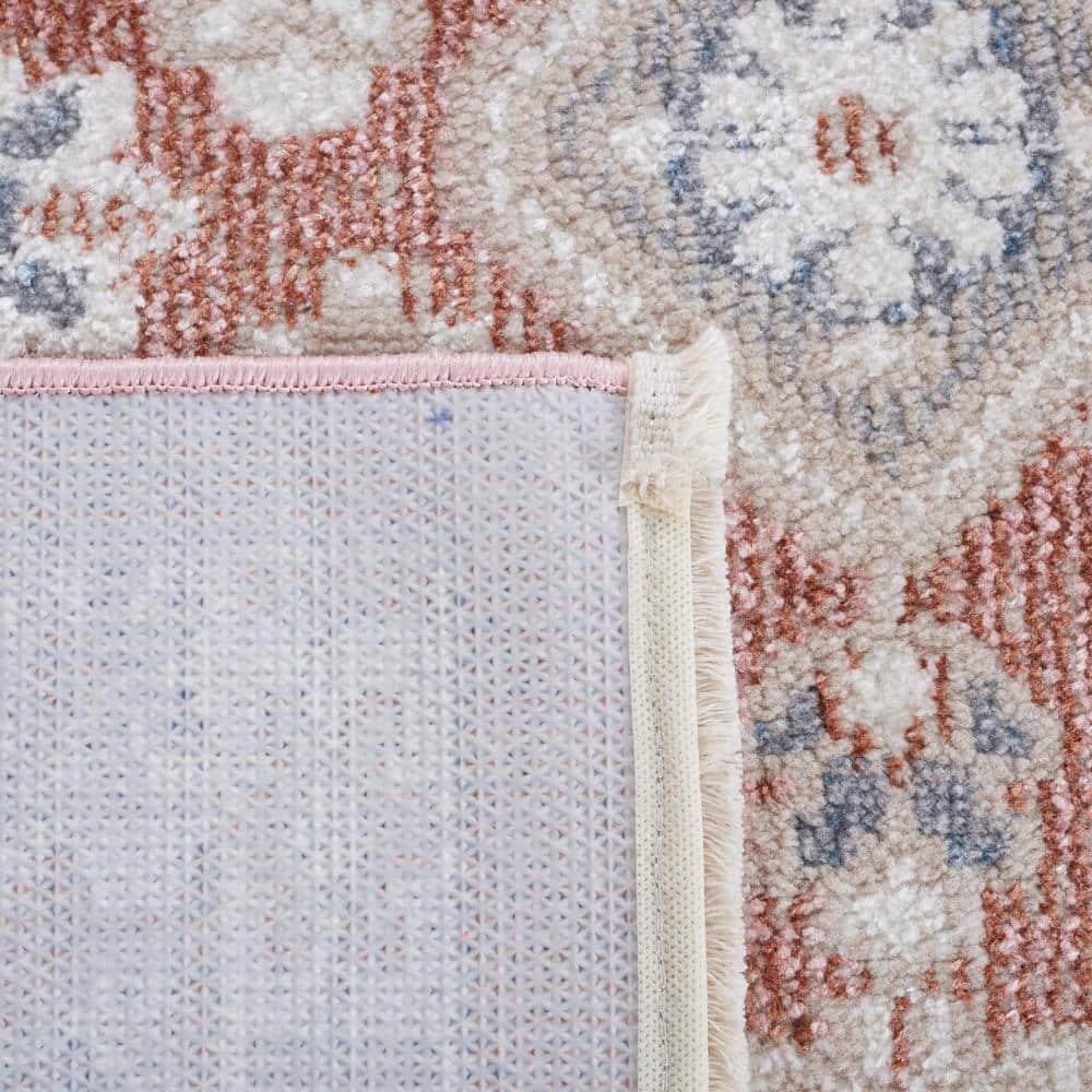 Blair Vintage Rose & Grey Hand-Knotted Synthetic Area Rug, 59"x84"