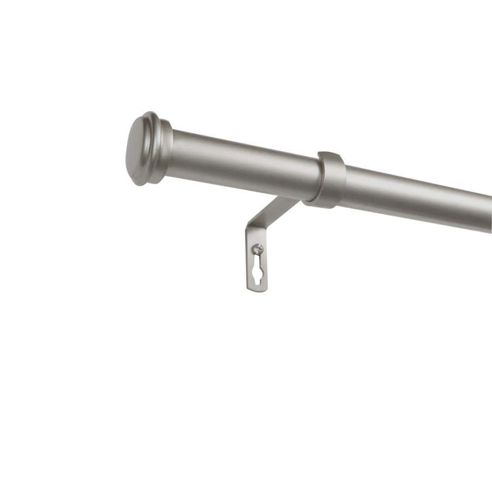 Matte Silver Adjustable Outdoor Curtain Rod with Finials, 84-160 inch