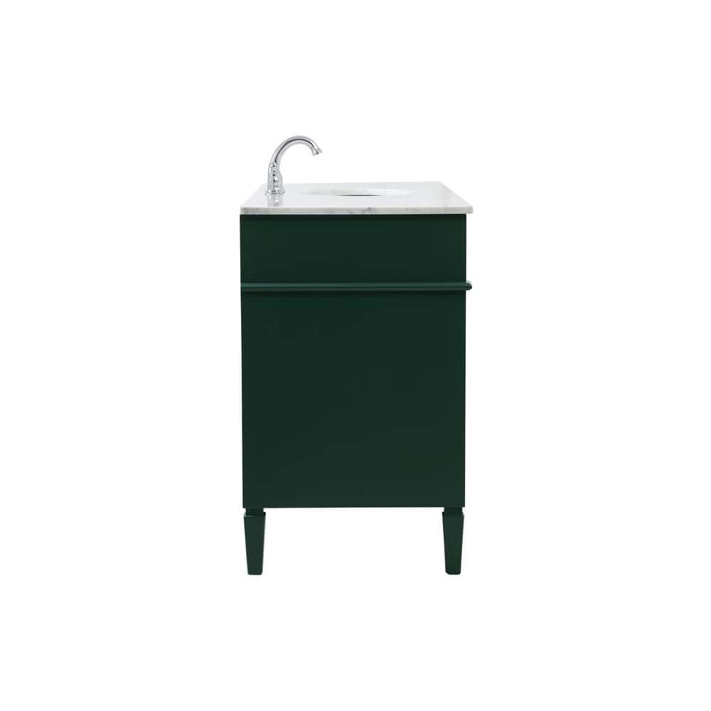 Green Solid Wood and Marble Single Bathroom Vanity