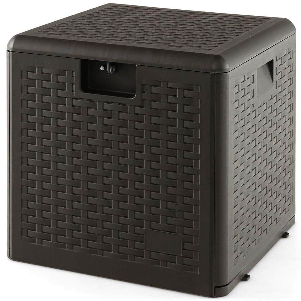 Costway 28 Gal. Patio Brown Deck Box Outdoor Waterproof Storage ...