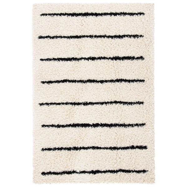 Venus 5 ft. x 8 ft. Ivory/Black Striped Area Rug