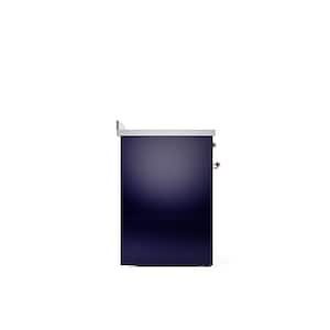 Nostalgie II 30 in. 4 Zone Freestanding Induction Range in Midnight Blue with Copper