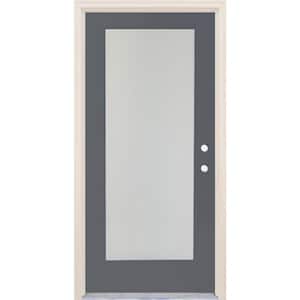 36 in. x 80 in. Left-Hand/Inswing 1 Lite Satin Etch Glass London Painted Fiberglass Prehung Front Door w/4-9/16" Frame