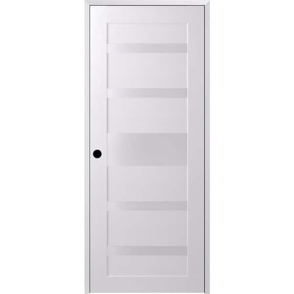 Belldinni 24 in. x 84 in. Gina Right-Hand Solid Core 5-Lite Frosted Glass Bianco Noble Wood Composite Single Prehung Interior Door