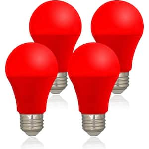 9-Watt E26 LED Green Color Light Bulb for Decoration in Red(4 Pack)