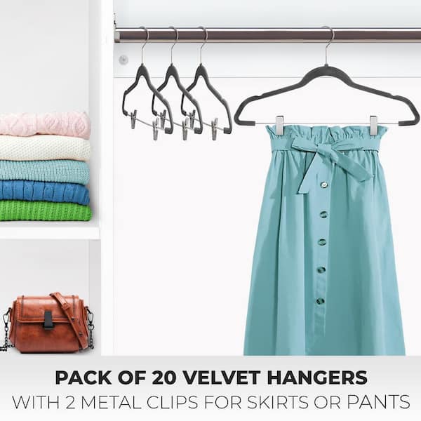 Grey 60 pcs Perfect Soft and High-grade Velvet Strong Details about   Velvet Hangers Clips