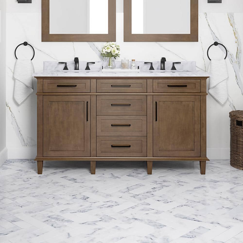 Queen 60 Full Sonoma Wall Mount Double Sink Modern Bathroom Vanity