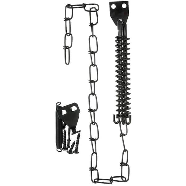 Steel Screen and Storm Door Chain Stop - Absorbs Shock from Wind, Black