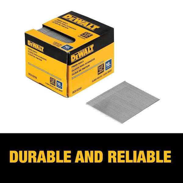 DEWALT 2 1 2 in. x 16 Gauge Plastic Collated Straight Finish Nails 2500 per Box DCS16250