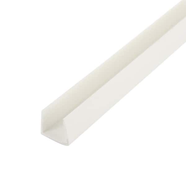 Outwater 5/8 in. D x 5/8 in. W x 72 in. L White Styrene Plastic U-Channel Moulding Fits 5/8 in. Board, (10-Pack)