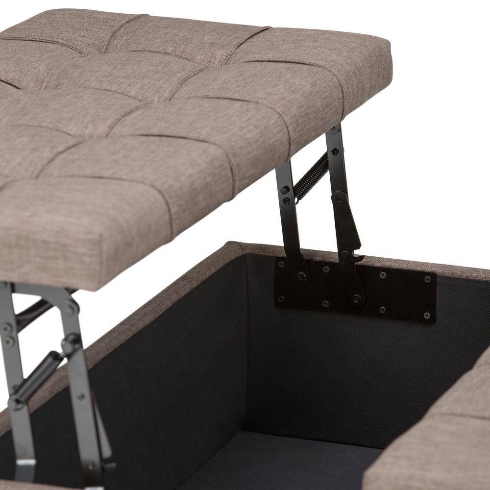 Fawn Brown Linen Tufted 36" Square Storage Ottoman