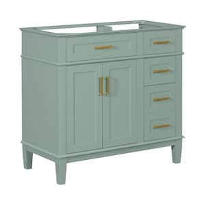 35.4 in. W x 17.8 in. D x 34 in. H Double Door Bath Vanity Cabinet with Out Top with 4 Storage Drawers in Green