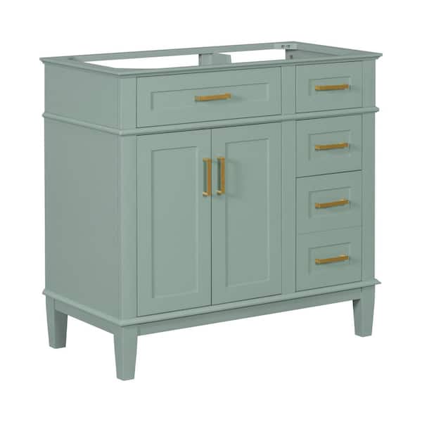 Tileon 35.4 in. W x 17.8 in. D x 34 in. H Double Door Bath Vanity Cabinet with Out Top with 4 Storage Drawers in Green