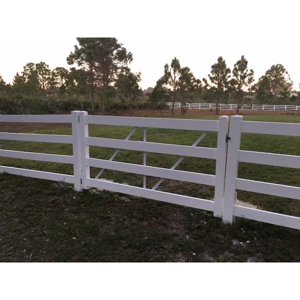 Weatherables 4 ft. W x 5 ft. H 4-Rail White Vinyl Fence Gate EZ Pack