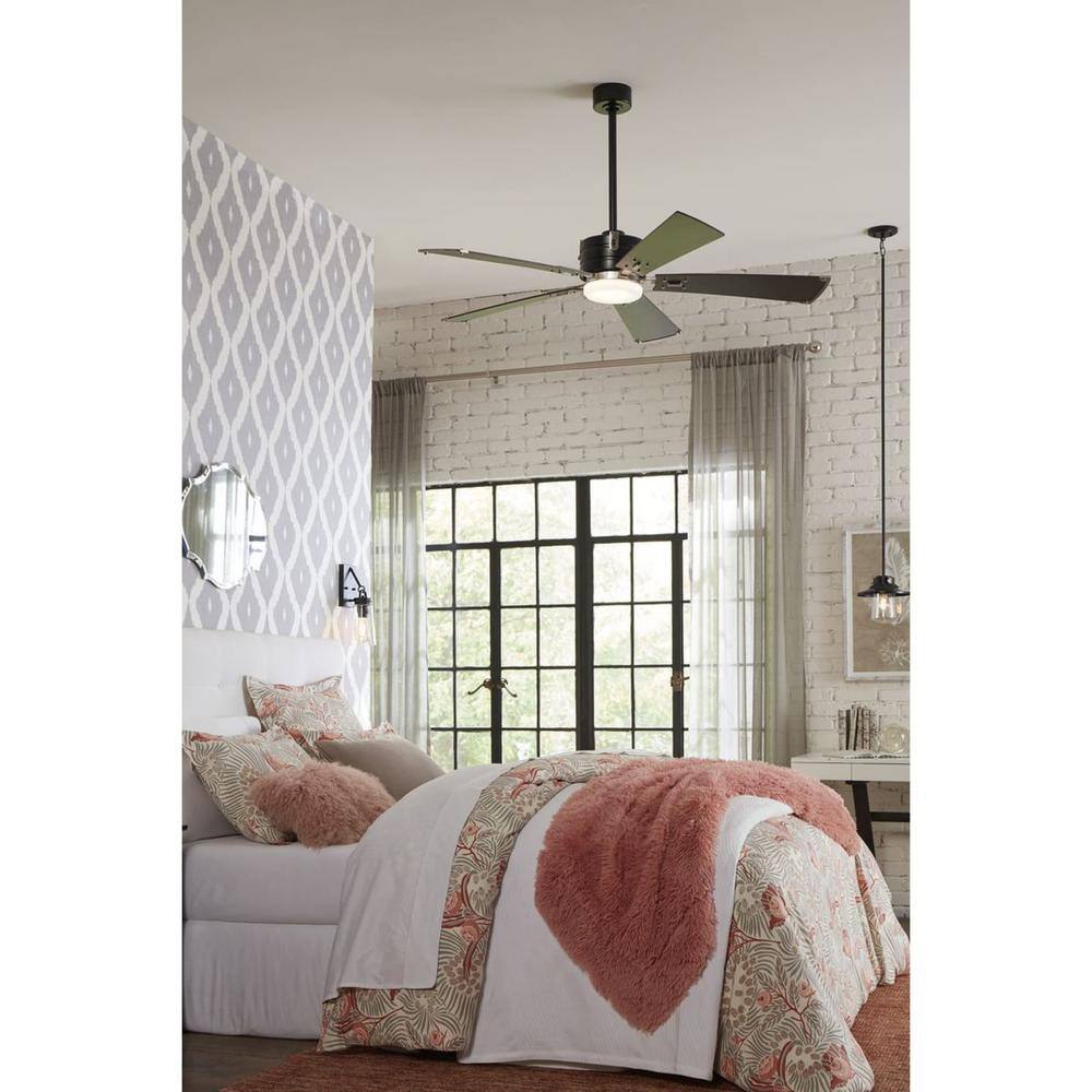 56'' Matte Black Ceiling Fan with LED Light and Remote