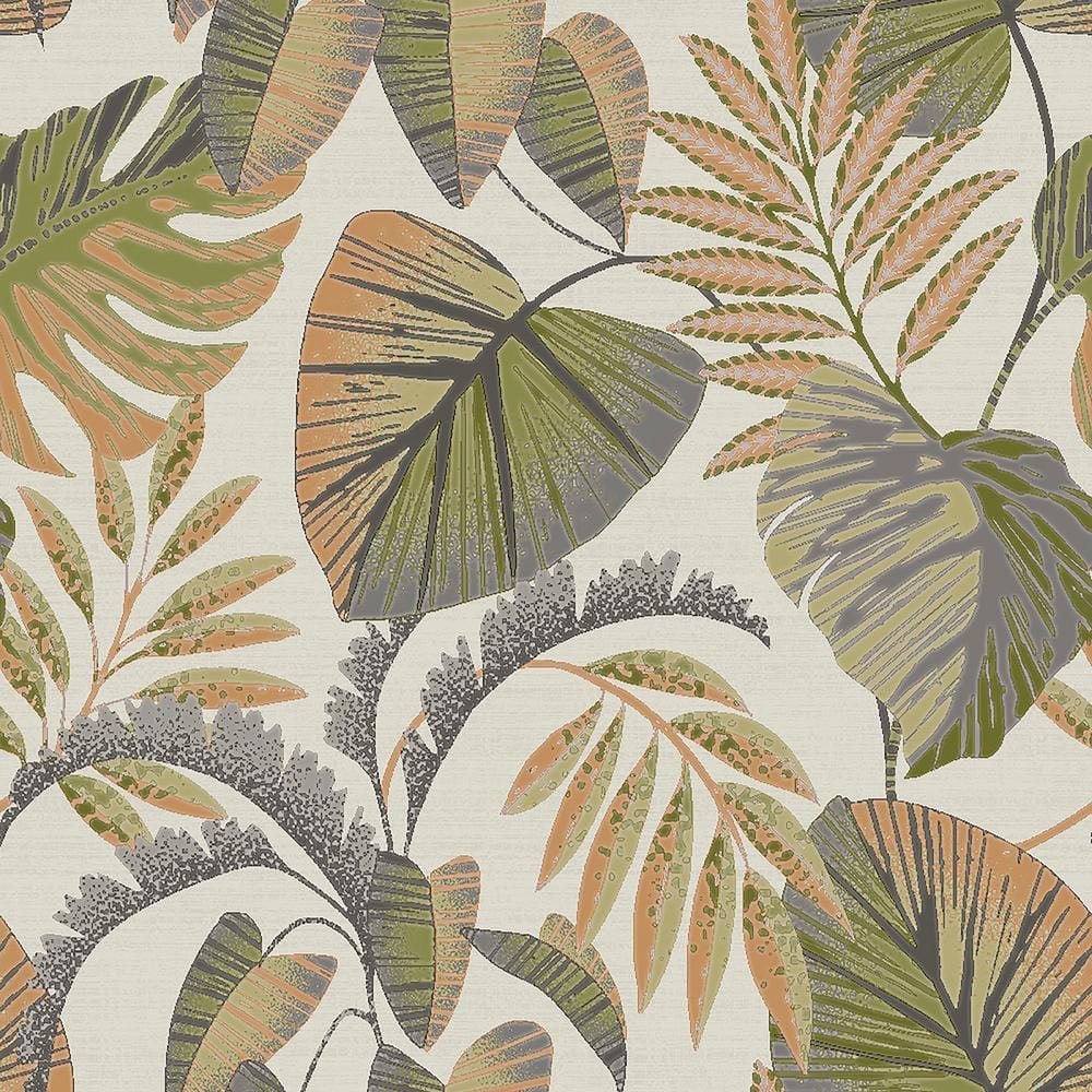 Graham & Brown NEXT Jungle Leaves Orange Removable Non-Woven Paste the Wall  Wallpaper 118296 - The Home Depot